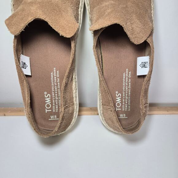 TOMS Sunset Toffee Suede Women's‎ Tan Slip-On Espadrille Sneakers Size 8 - Picture 5 of 11